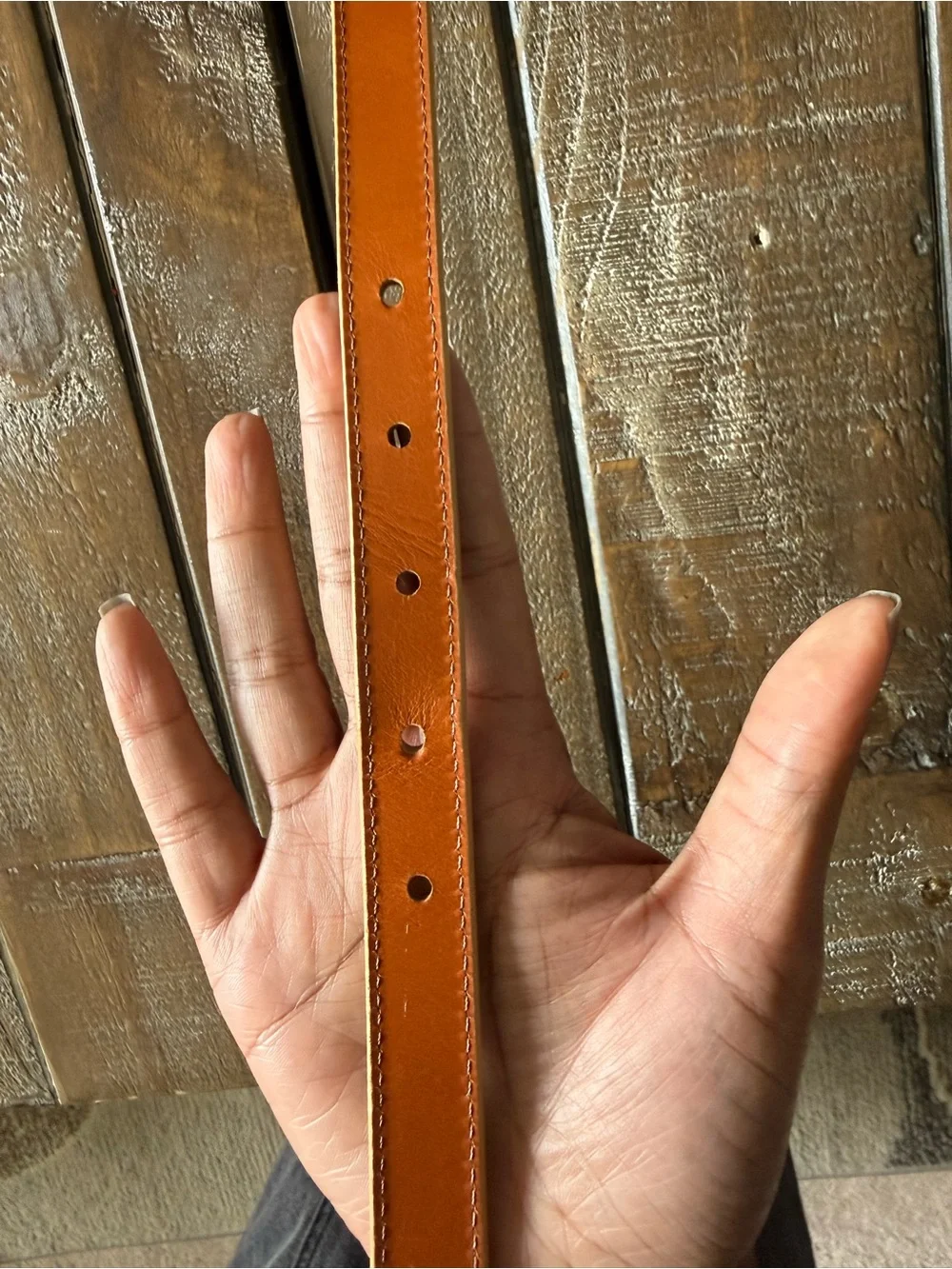 Vintage Dooney & Bourke Two-Tone Tan/Tobacco Leather Belt with Gold Hardware